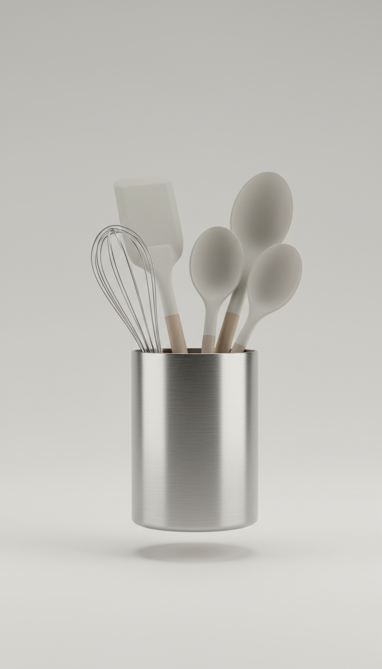 Brushed Metal Countertop Utensil Holder