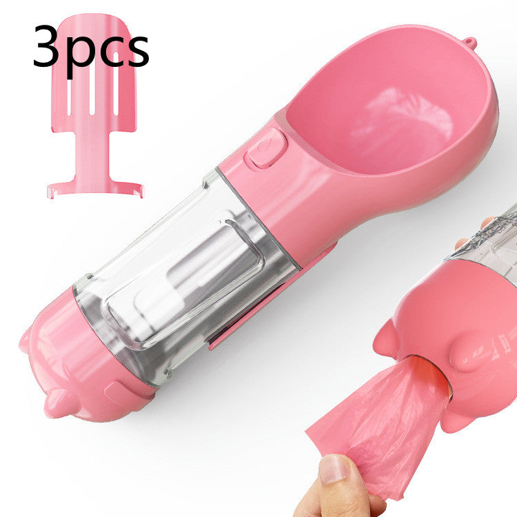 Pink handheld vacuum cleaner with clear component and '3 pcs' text on a white background