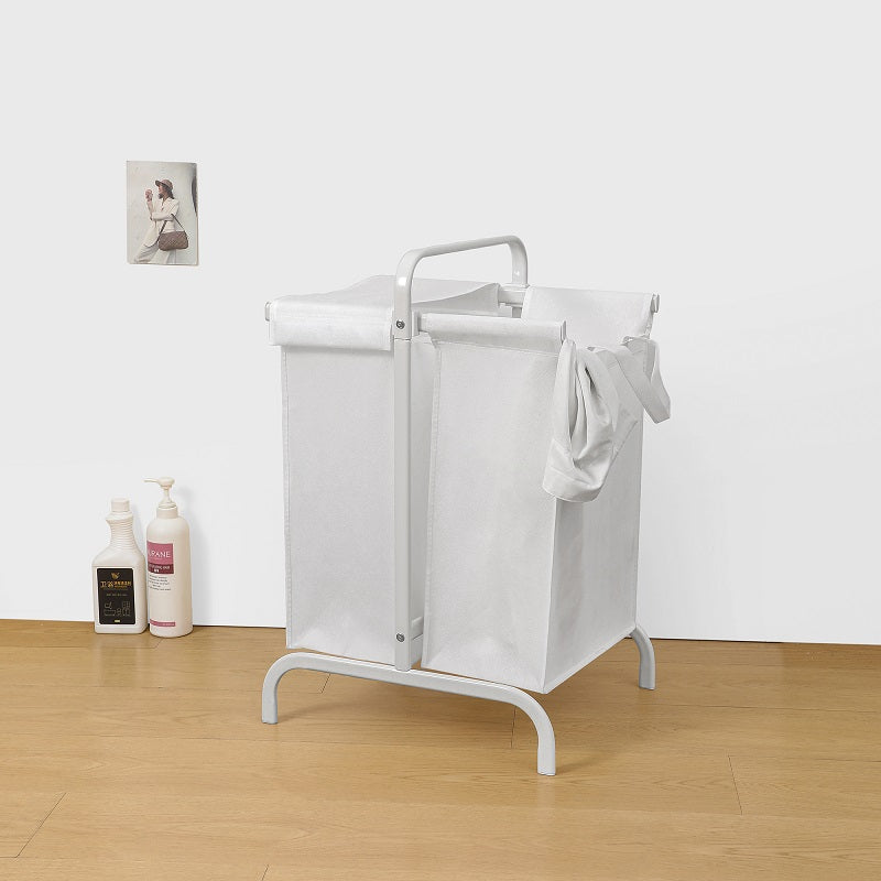 2-Tier Laundry Hamper 110L Large Oxford Clothes Basket Sorter With, Lid And Sorting Cards For Clothes & Toys Storage,White