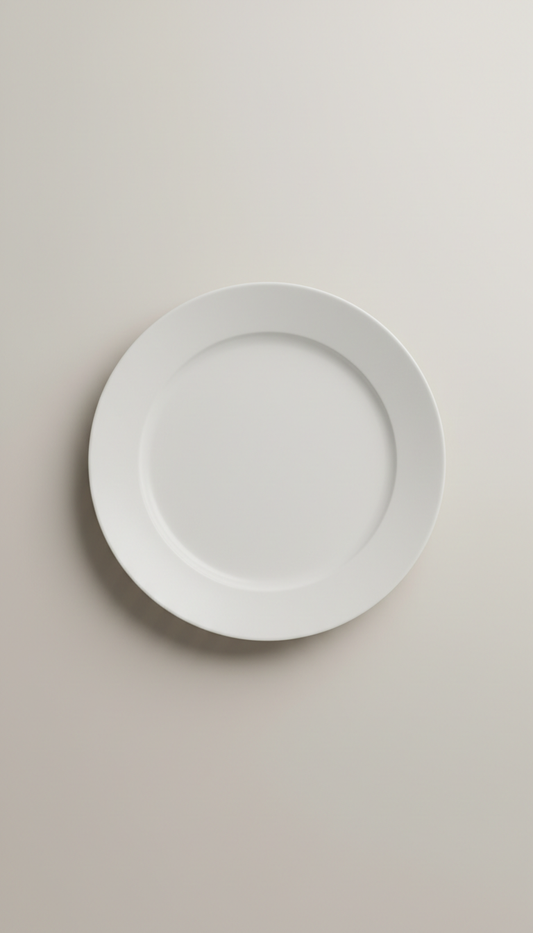Porcelain Dinner Plate with Raised Rim