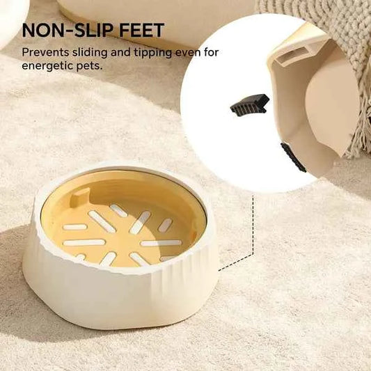 2-in-1 Dual Mode Large Plastic Cat Slow Feeder Bowl, Switchable Fast&Slow Feed