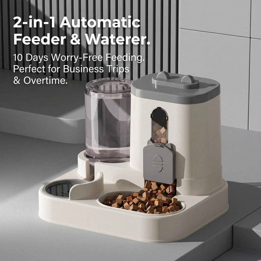 4 Colors Gravity Pet Feeder Water Dispenser Cute Cat Shaped Automatic Food Water Bowl Large Capacity Detachable Stable Anti Slip Base Feeding Supplies For Cats Puppies Small Animals Home Indoor Use