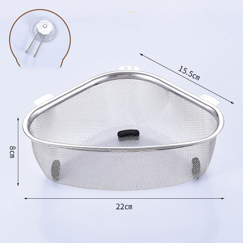 Metal mesh strainer with dimensions on a white background