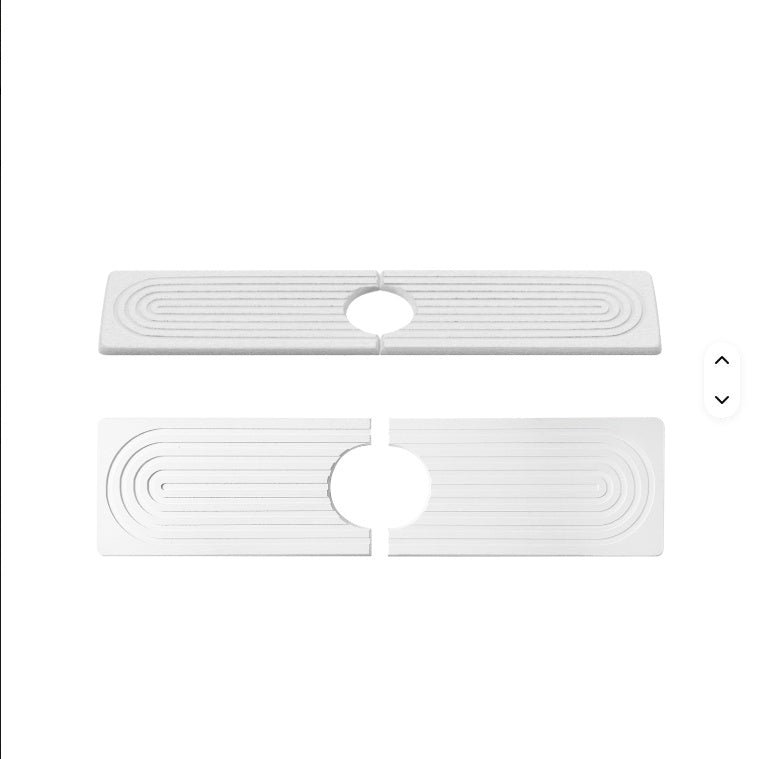 Two white plastic strips with circular cutouts on a white background