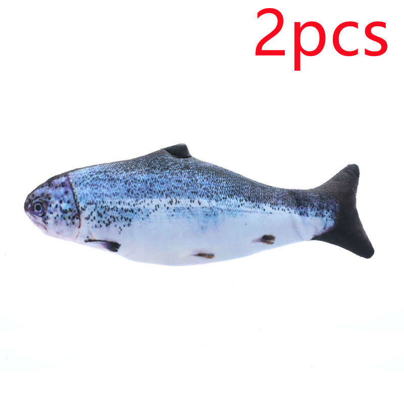 Fish-shaped toy with blue and black pattern on a white background, labeled '2pcs' in red text.