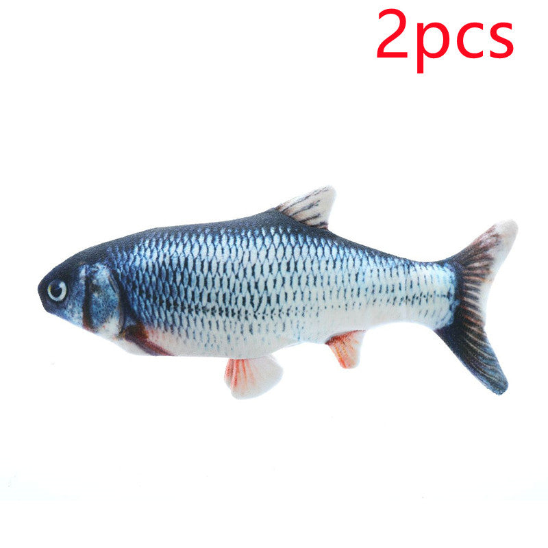 Fish-shaped toy with blue and silver color on a white background