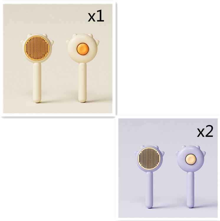 Two sets of pet grooming tools with different designs on a white background.