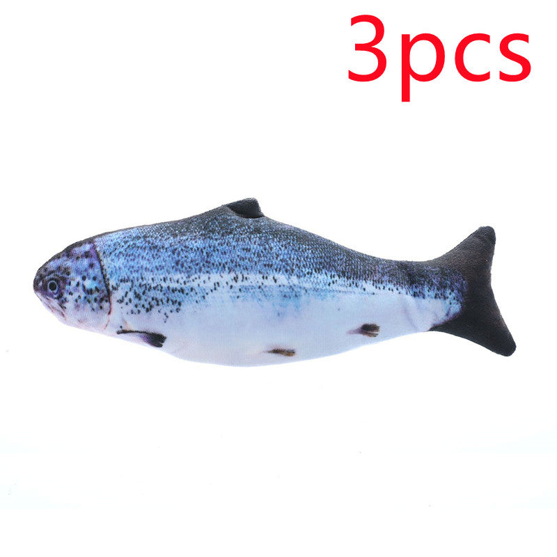 Fish-shaped toy with blue and black pattern on a white background, labeled '3 pcs' in red text.