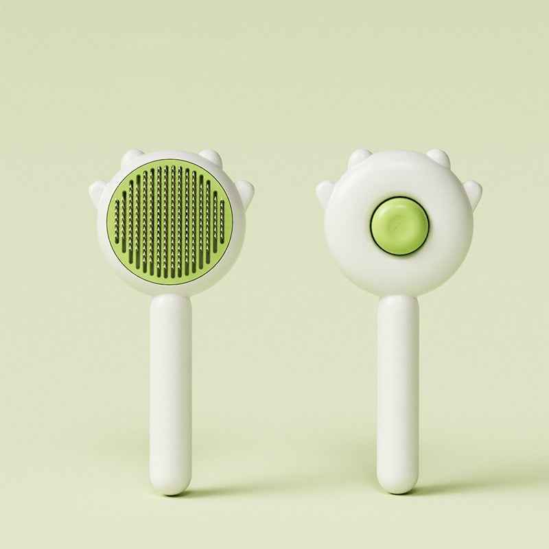 Two white handheld devices with green circular components on a light green background