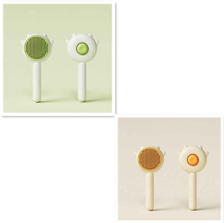 Two handheld tools with circular heads on a light green and beige background