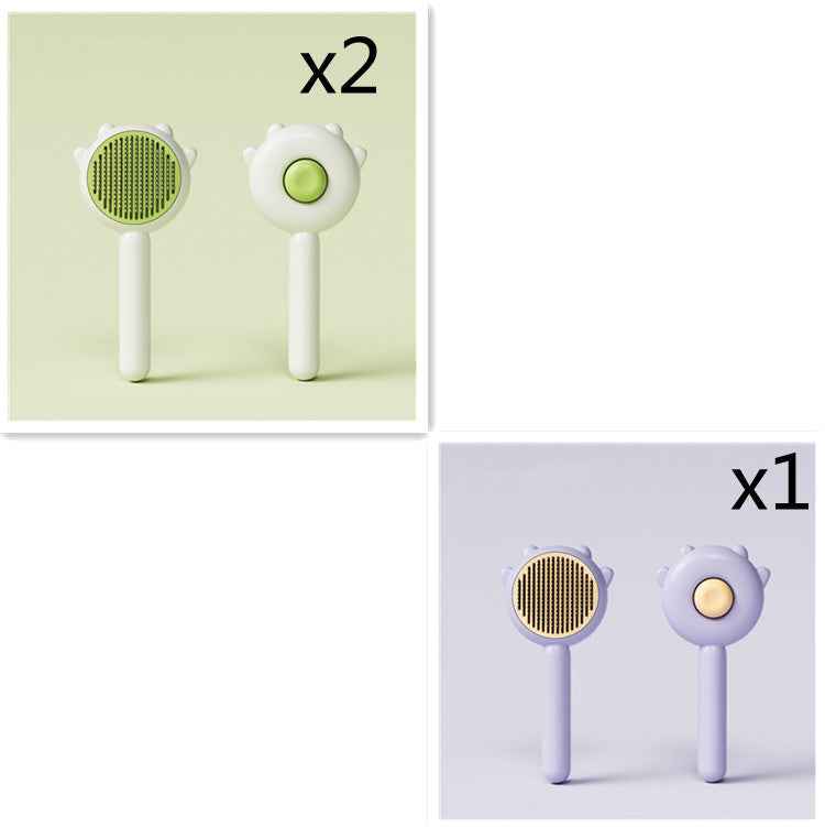 Two cleaning brushes with different bristle patterns on a light green and purple background.