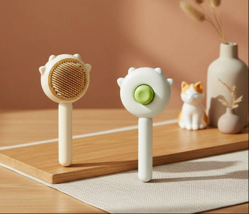 Two sets of cleaning brushes with different designs on a white background