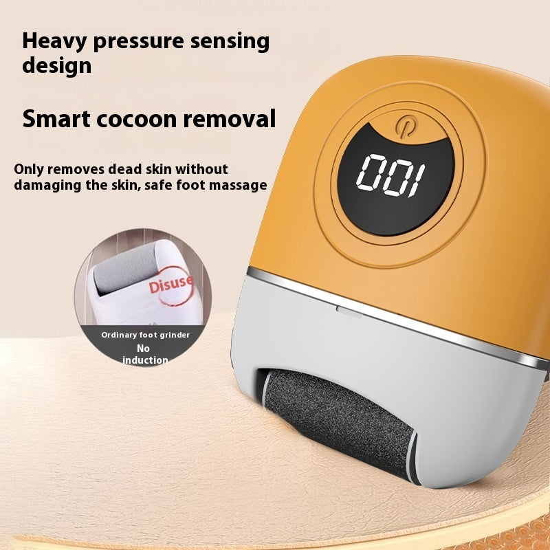 Foot care device with digital display on a beige background