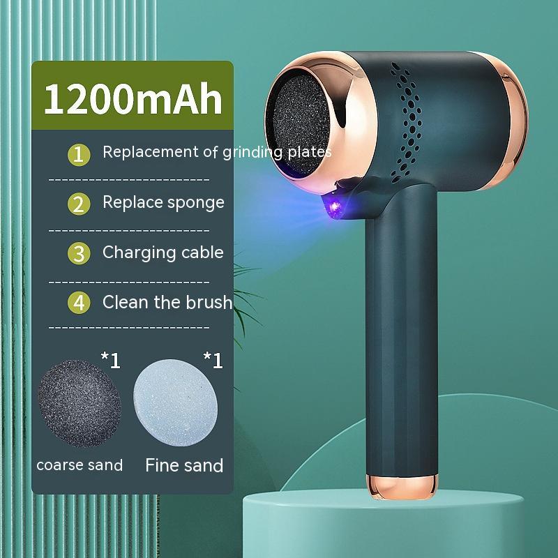 Black and rose gold hair dryer with cleaning guide on a teal background